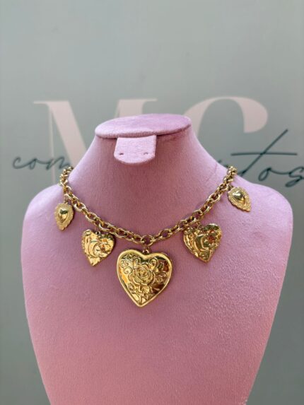 COLLAR CORAZONES FLOR Y LUNAS