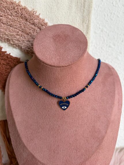 COLLAR CORAZÓN OJO TURCO AZUL