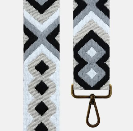 CORREA BOLSO ÉTNICA CELESTE/NEGRO/GRIS