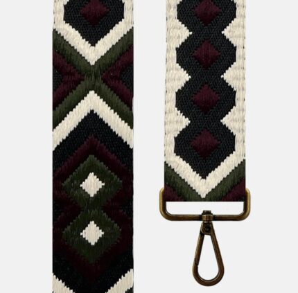 CORREA BOLSO ÉTNICA VERDE OSCURO/BURDEOS/NEGRO/BEIG