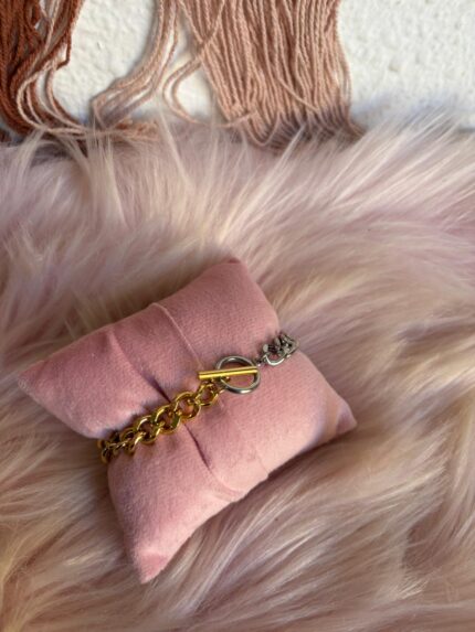 PULSERA PLATEADA Y DORADA CIERRE MARINERO