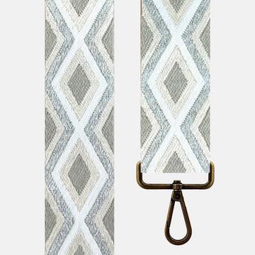 CORREA BOLSO ÉTNICA BLANCO/BEIGE/PLATEADO BRILLO