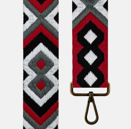 CORREA BOLSO ÉTNICA ROJA/GRIS/NEGRA