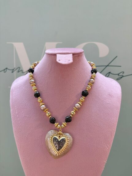 COLLAR PIEDRA CORAZÓN NEGRO
