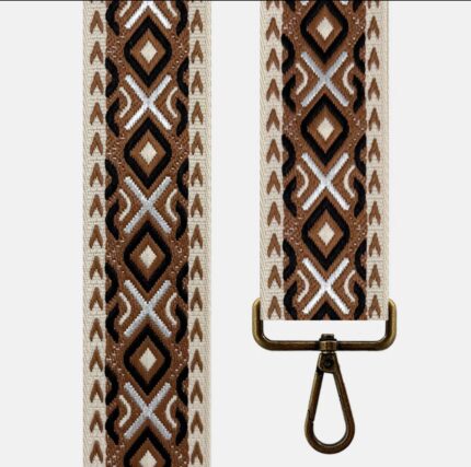 CORREA BOLSO ÉTNICA MARRÓN/PLATA/NEGRO/BEIGE