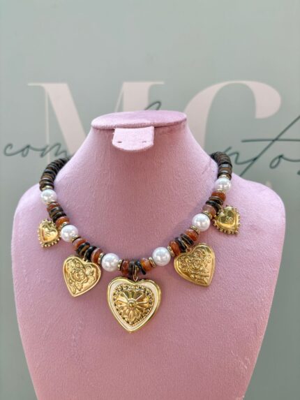 COLLAR PIEDRAS CORAZÓN FLORAL