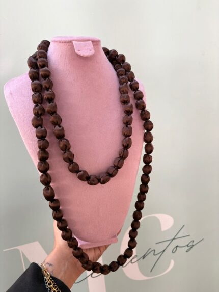 COLLAR NUDO SEDA LARGO CHOCOLATE