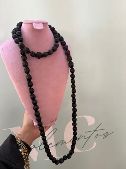 COLLAR NUDO SEDA LARGO NEGRO