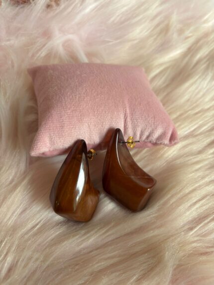 PENDIENTES GOTA RECTANGULAR MARRÓN
