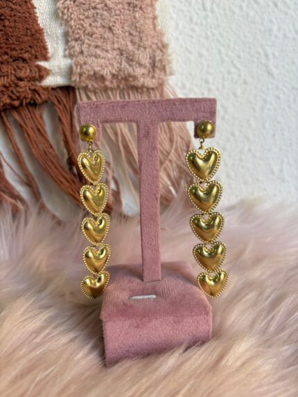 PENDIENTES LARGOS CORAZONES