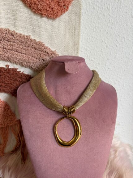COLLAR MALLA METALIZADA ÓVALO