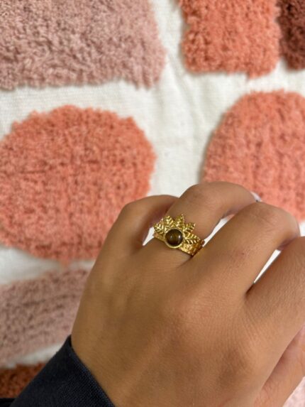 ANILLO PIEDRA HOJAS