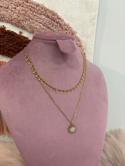 COLLAR DOBLE SOL BRILLO