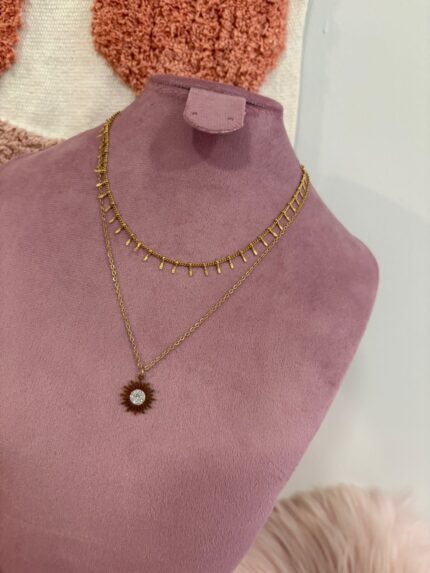 COLLAR DOBLE SOL BRILLO