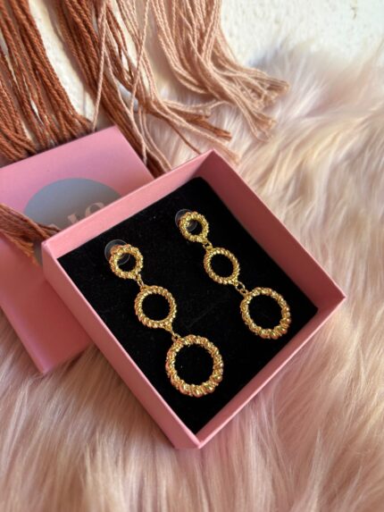 PENDIENTES TRIPLE ARO RIZADO