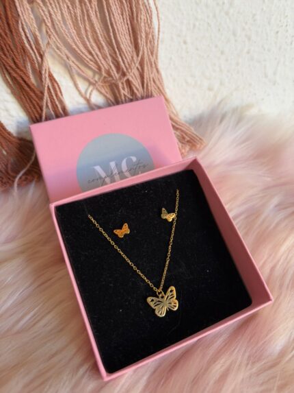 PACK PENDIENTES Y COLLAR MARIPOSA
