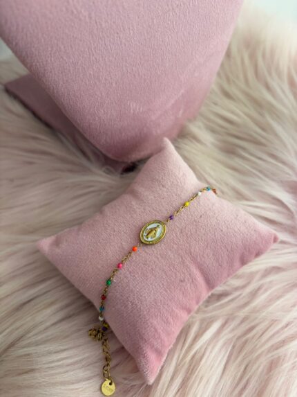 PULSERA VIRGEN BOLITAS COLORES