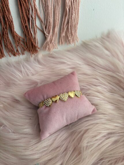 PULSERA CAÑA CORAZONES GRANDES