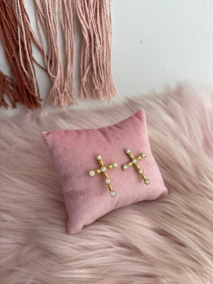 PENDIENTES CRUZ CIRCONITAS BRILLO