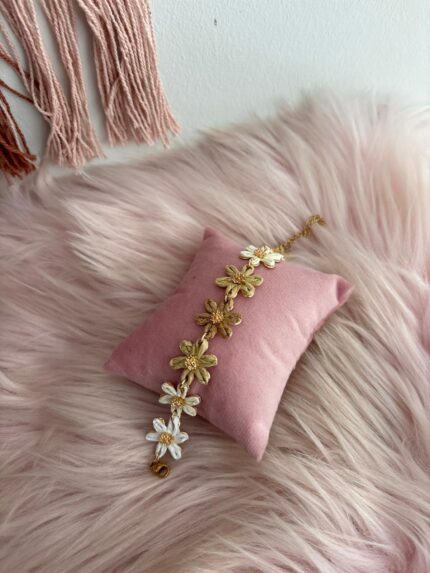 PULSERA FLORES TONOS VERDOSOS