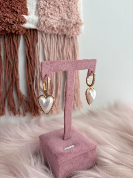 PENDIENTES CORAZÓN PERLADO